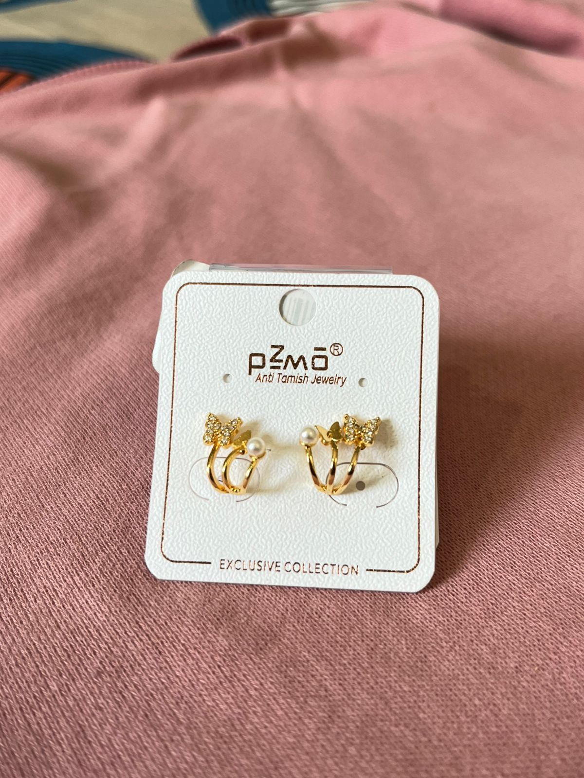 Golden Butterfly Pearl Earrings