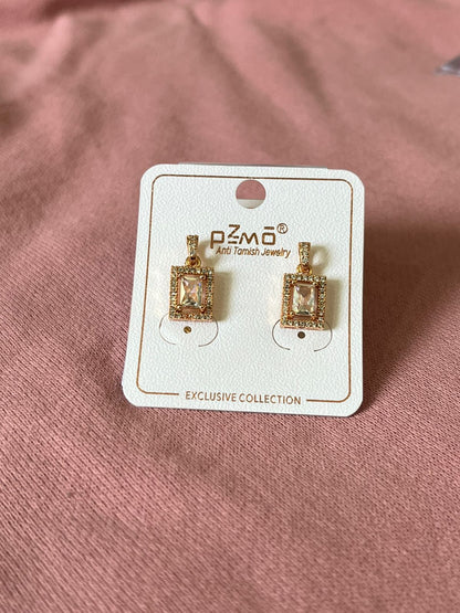 Royal Emerald Cut Crystal Drop Earrings