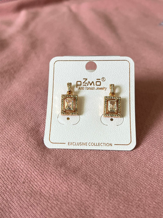 Royal Emerald Cut Crystal Drop Earrings