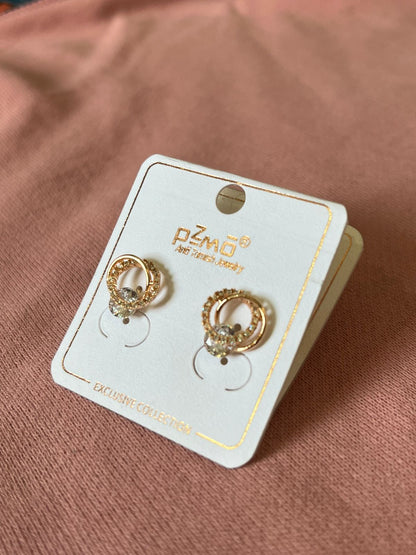 Golden Crystal Loop Stud Earrings